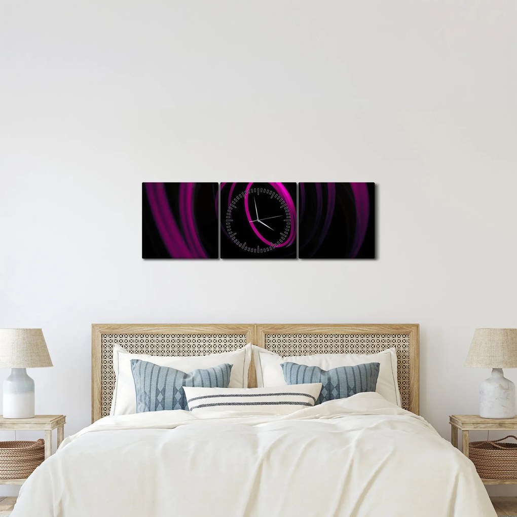 Kép - lila vonalak (órával) (90x30 cm)