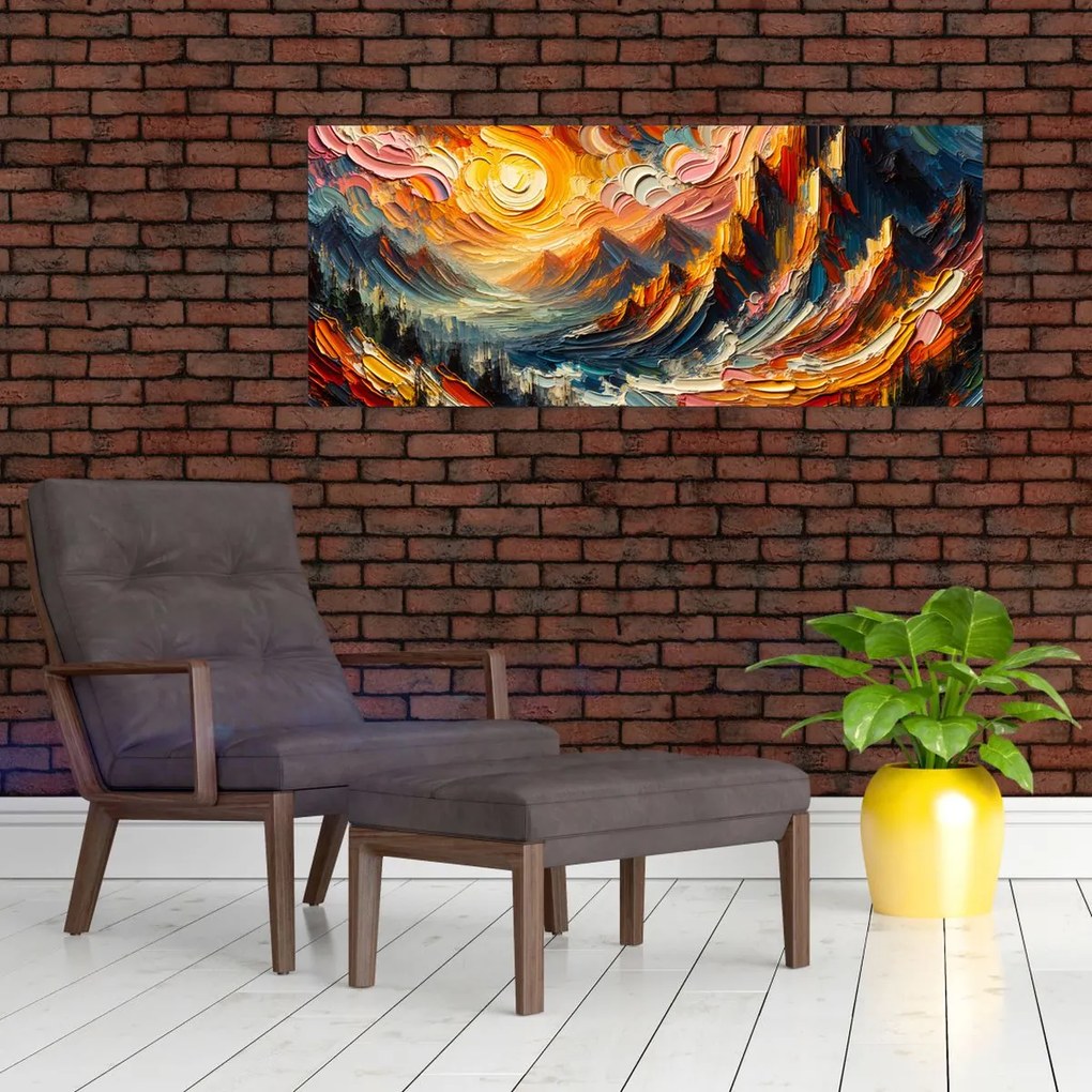 Kép - Hegyek, melyeket napfény ölel (120x50 cm)