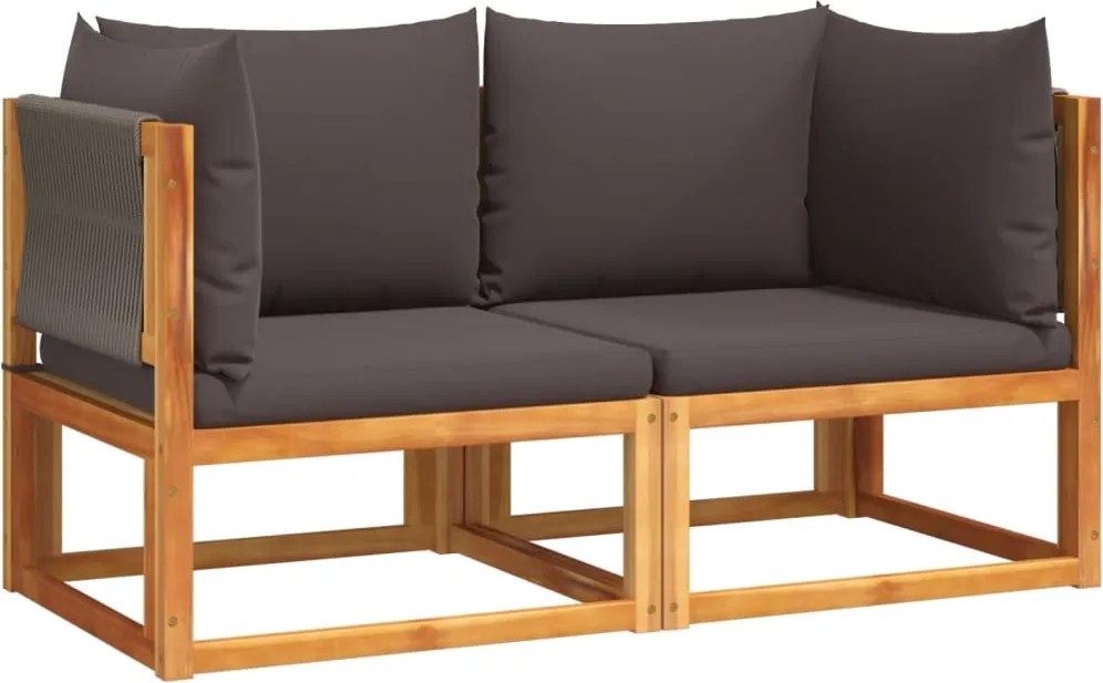 vidaXL 2 db akácfa és kötél kerti sarokkanapé párnákkal