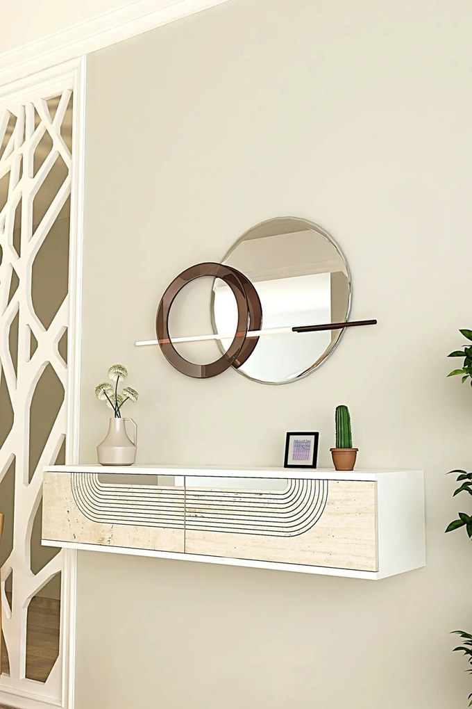 Meyra 120 - White, Travertine, Silver