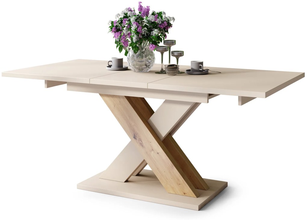 Mazzoni KARO Bézs (Pezsgő)/Artisan Tölgy - MODERN 180 cm-re BŐVÍTHETŐ ASZTAL!
