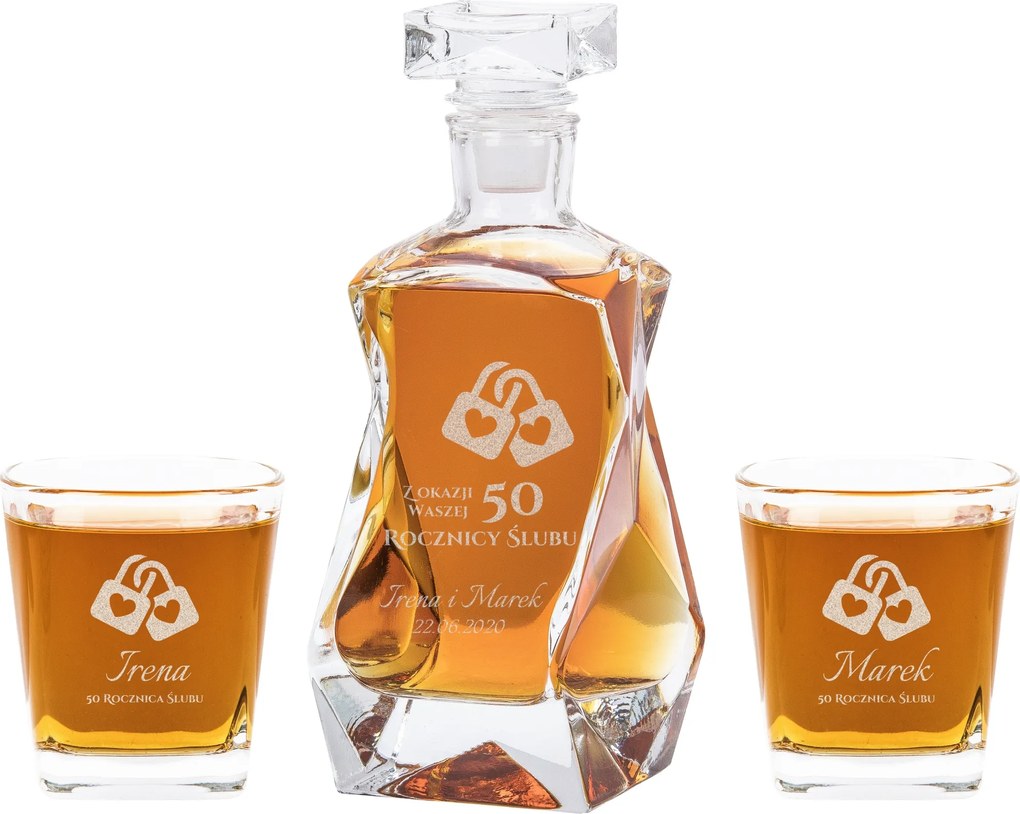 Házassági Évforduló Gravírozás Kancsó 2 Whiskys Pohár