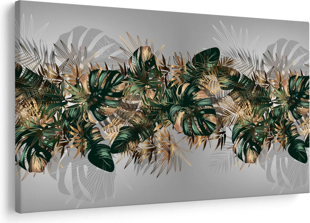 Kép - Gold-green, trópusi levelek (90x60 cm)
