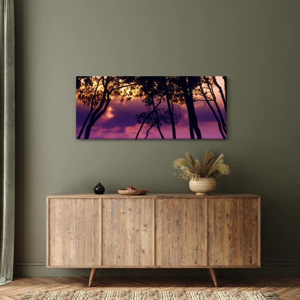 Kép - Fák naplementében (120x50 cm)