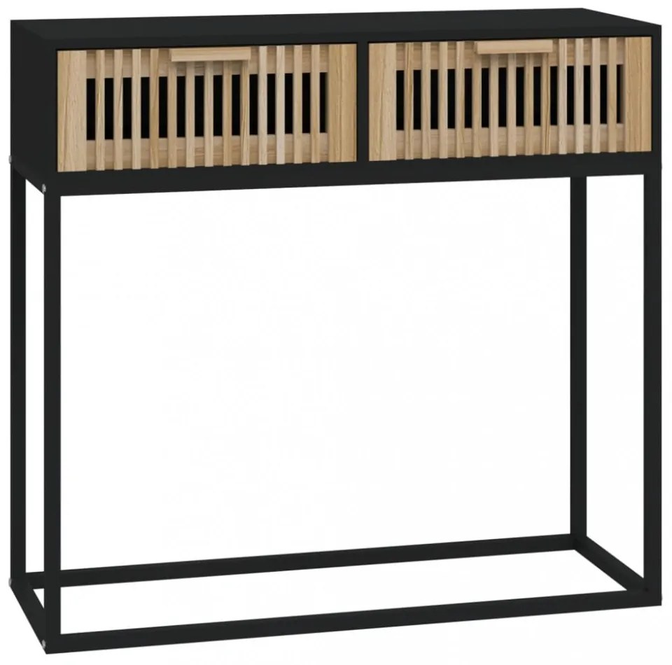fekete szerelt fa és vas tálalóasztal 80 x 30 x 75 cm