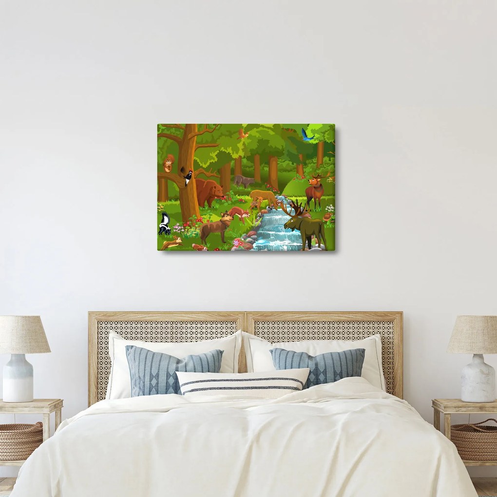 Gyermek kép állatokkal (70x50 cm)