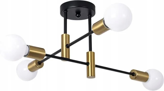 Mennyezeti Lámpa Csillár Plafon Loft Edison Függeszték Led Modern E27x4 Fekete