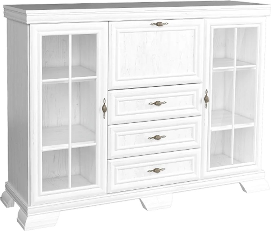 Vitrines szekrény bárszekrénnyel, sosna andersen, KORA KK6 NEW