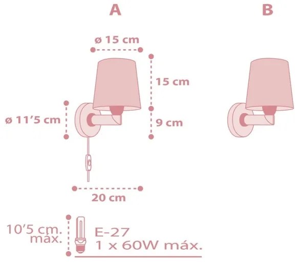 Dalber 82219S - Gyermek fali lámpa STAR LIGHT 1xE27/60W/230V rózsaszín