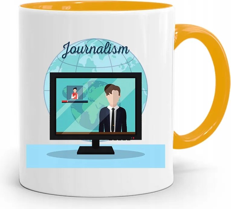 Sárga Bögre Ajándék Riporter Újságírónak fényképes nyomtatással