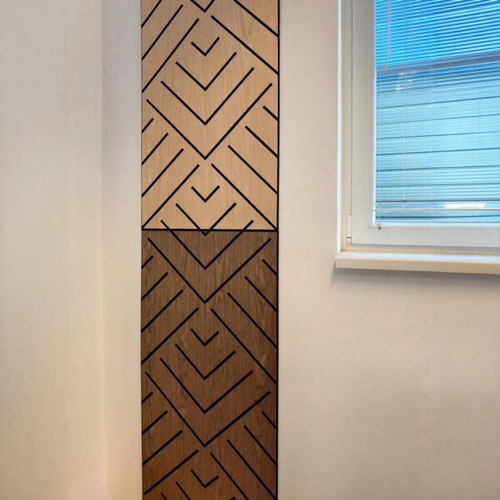 Freja V mintás hangtompító falipanel 120x60x0,9cm - sötét tölgy - világos tölgy