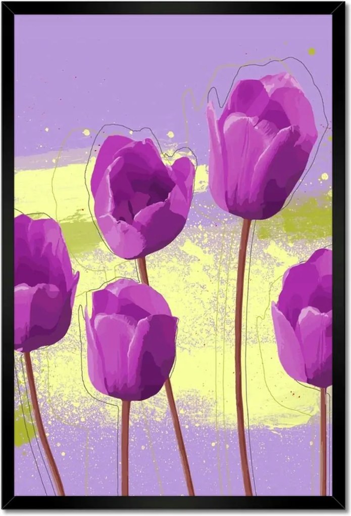 Poszterek keretben 40x60 Virágos lila Virágok