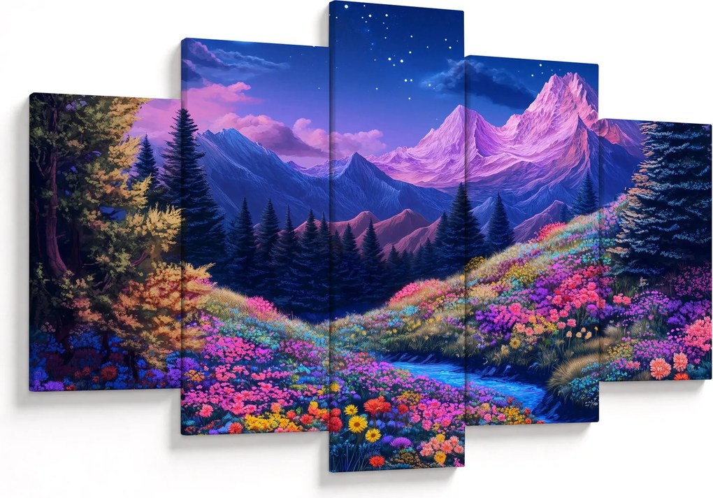 Kép - Lila táj teljes holdfénynél (150x105 cm)