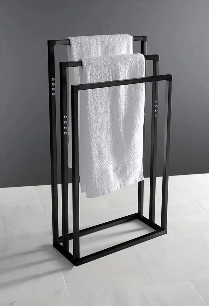 Tutumi Tutumi, 3 karos fém törülközőtartó 600x260x1000 mm 391840, fekete matt, HOM-01003