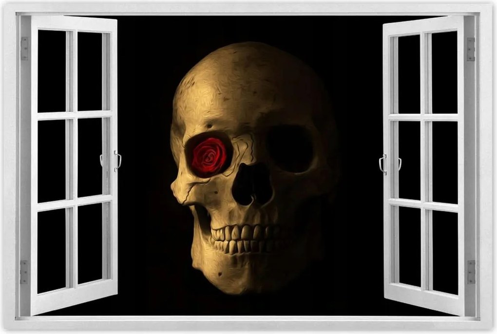 Poszter 60x40 Koponya rózsával