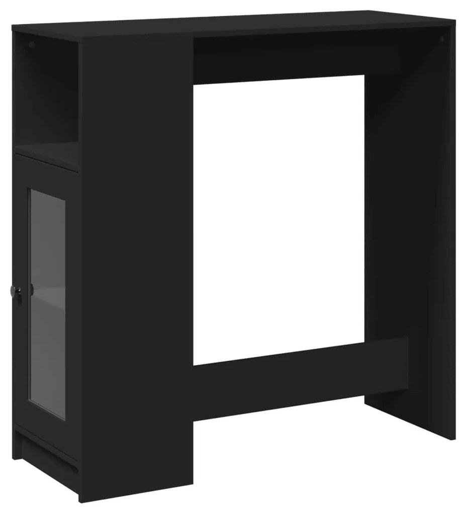 fekete szerelt fa tárolórekeszes bárasztal 101 x 40 x 103,5 cm