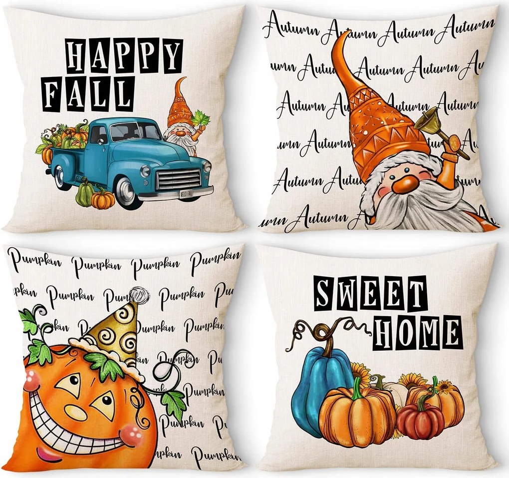 Dekorációs Őszi Párnahuzat Kanapé Szett 4 db 50x50cm