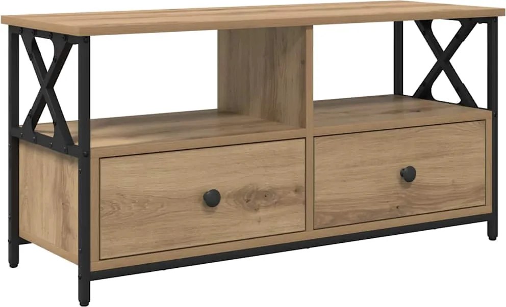 vidaXL TV szekrény Artisan tölgy 90 x 33 x 45 cm Műszaki fa és acél