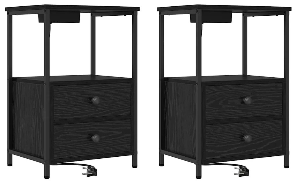 vidaXL Éjjeliszekrény 2 pcs Fekete tölgy 40 x 31 x 60 cm Faanyag