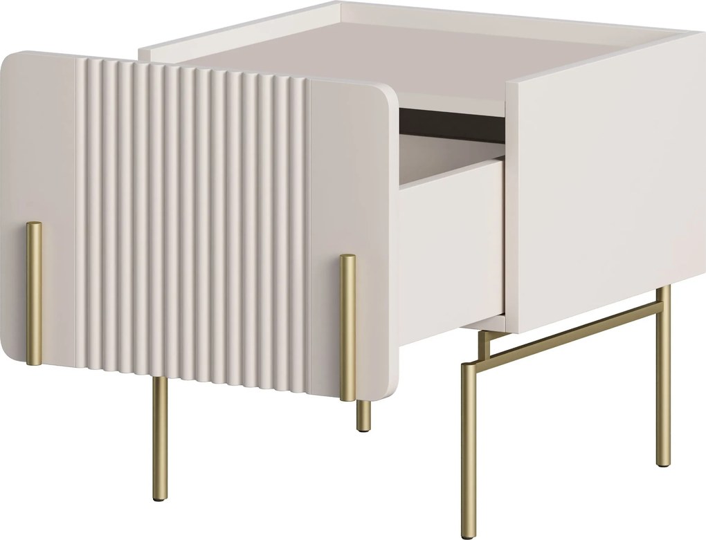Malmi éjjeliszekrény 45 cm fiókkal - kasmír / arany lábak