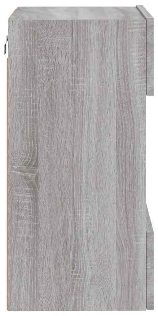 2 db szürke sonoma fali szekrények LED világítással TV-hez 40x30x60,5 cm