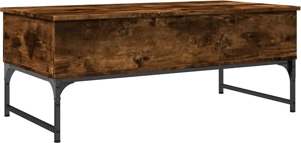 vidaXL füstös tölgy szerelt fa és fém dohányzóasztal 100 x 50 x 40 cm