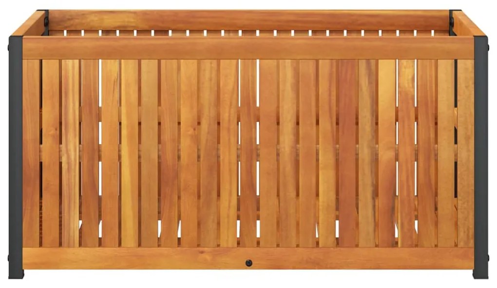 vidaXL tömör akácfa és acél kerti virágtartó 85 x 45 x 44 cm