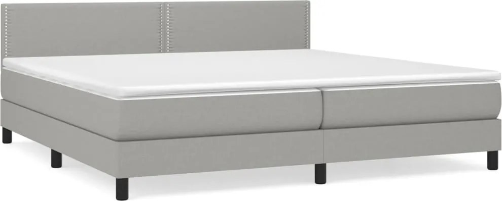 vidaXL világosszürke szövet rugós ágy matraccal 200 x 200 cm