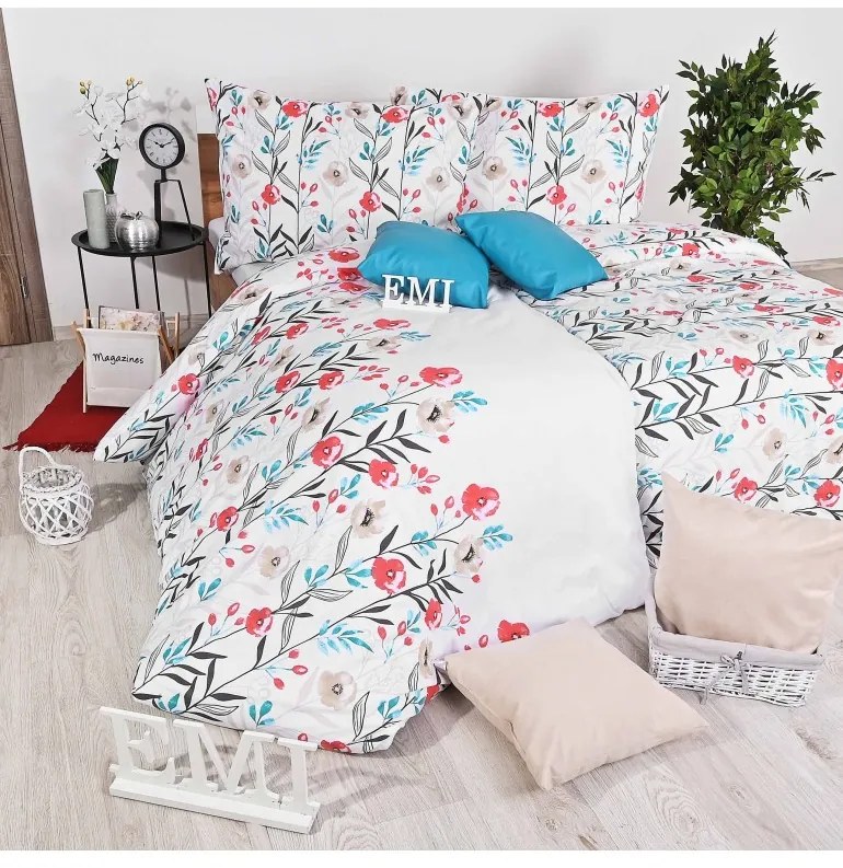 EMI Nice virágos pamut ágyneműhuzat, A kibővített egyszemélyes ágy szett tartalma: 1x 140x220 + 1x 70x90