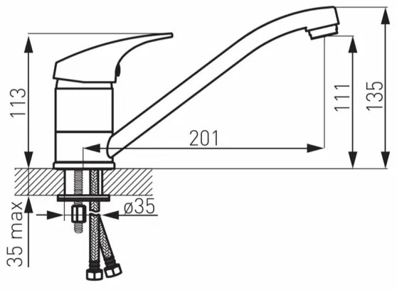 FERRO - ONE mosogatócsaptelep, fényes króm