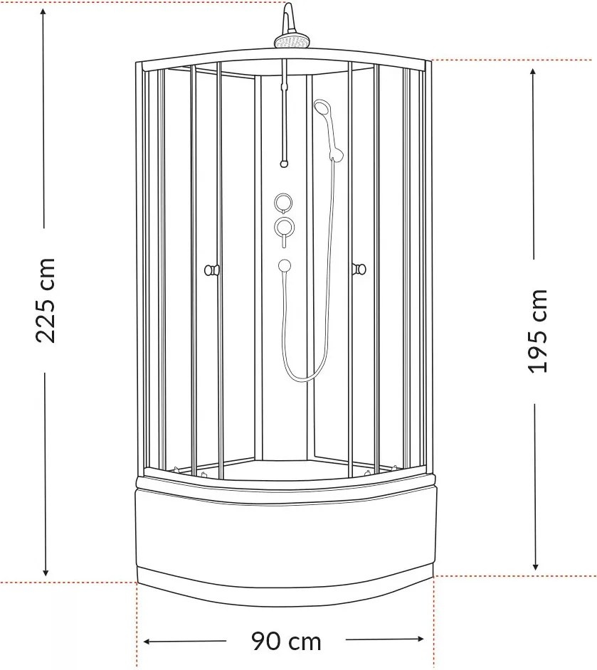 Karolino 90 white mélytálcás zuhanykabin
