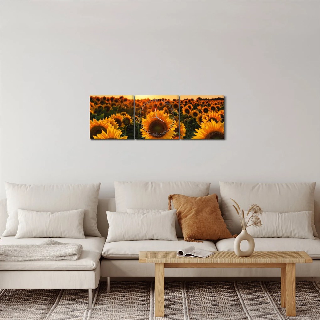 Kép - Napraforgó (órával) (90x30 cm)