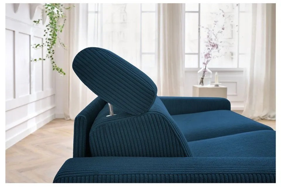 Sötétkék kordbársony kinyitható kanapé 195 cm Monaco – Bobochic Paris