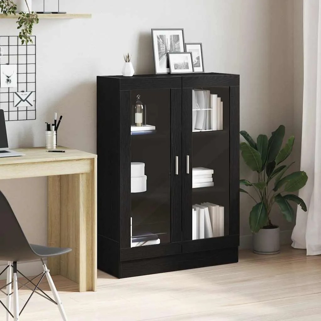 fekete tölgy színű szerelt fa könyvszekrény 82,5x30,5x115 cm