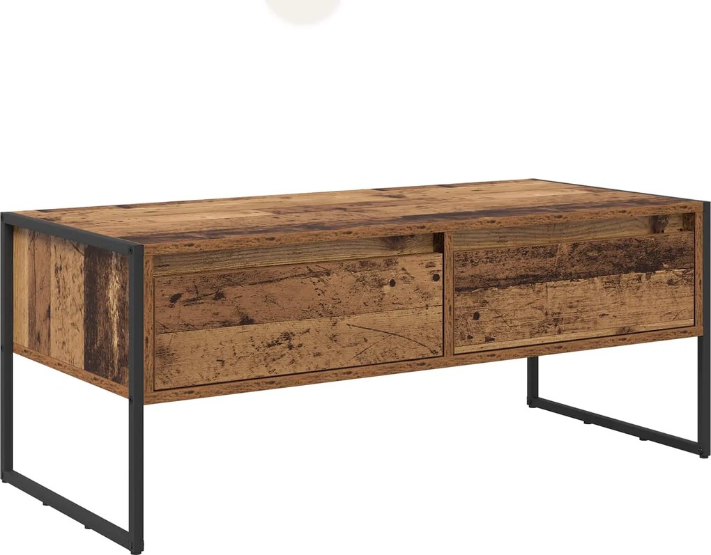 vidaXL Dohányzóasztal fiókkal Öreg fa 100 x 46 x 40 cm Faanyag