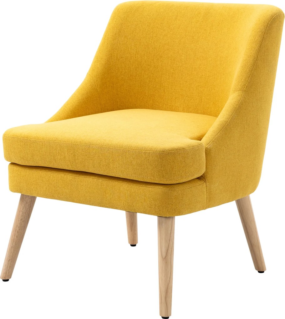 HOMCOM Fotel Lounge Fotel Ágynemű Borítással, Karfa, Kárpitozott Hinta Fotel Fából Készült Lábbal, Nappaliba, Hálószobába, Sárga | Aosom