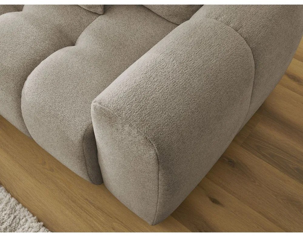 Bézs zsenília kinyitható-tárolóhelyes sarokkanapé (bal oldali-heverő résszel) Roxelane – Bobochic Paris