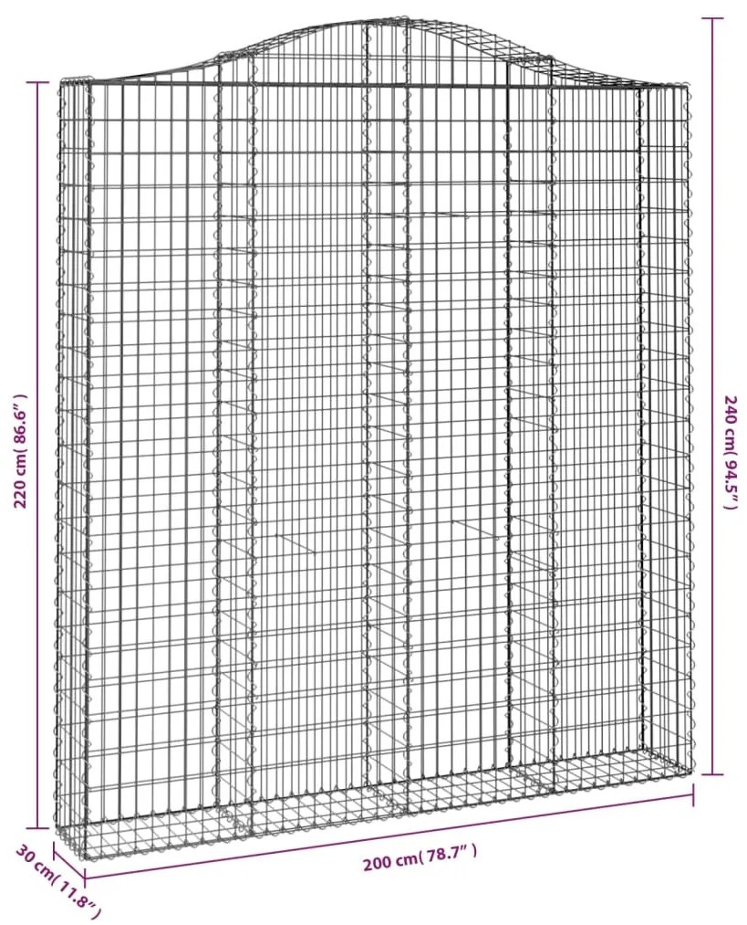 íves horganyzott vas gabion kosár 200x30x220/240 cm
