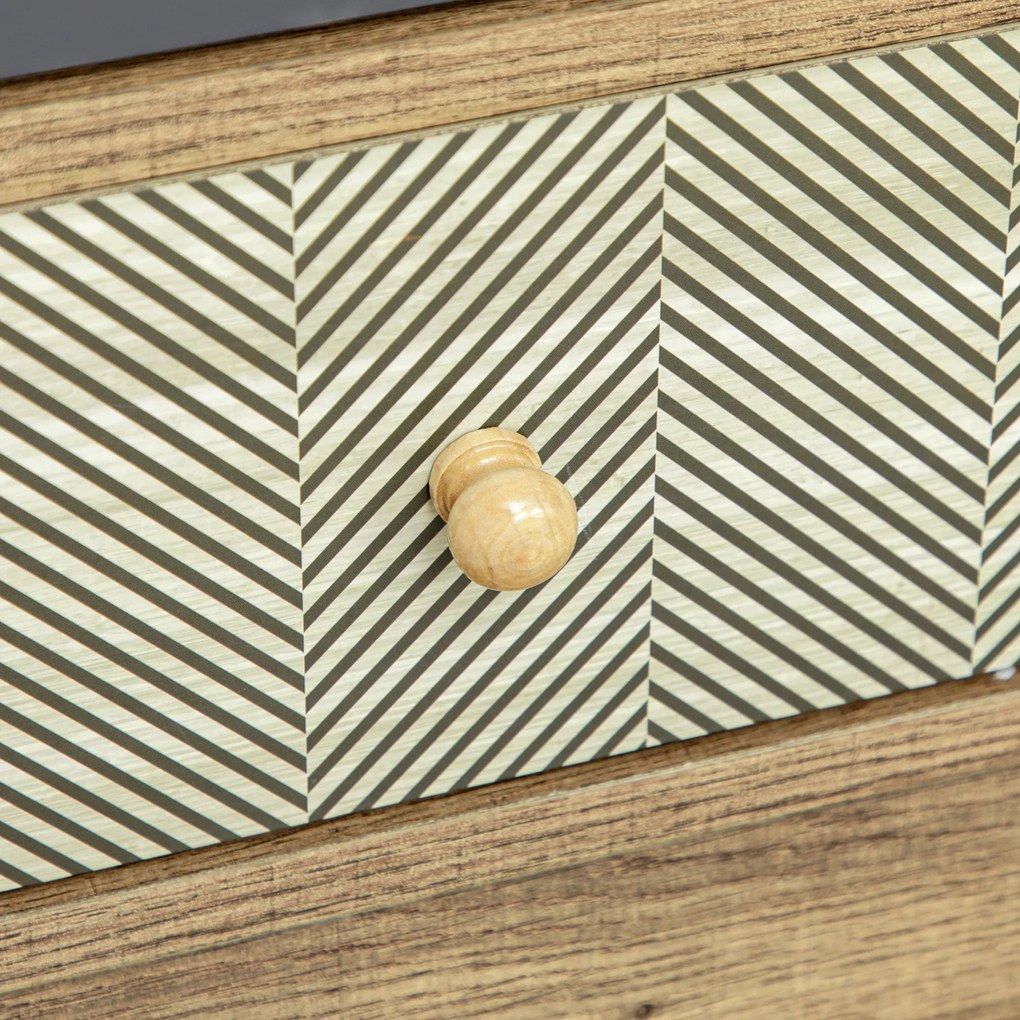 HOMCOM Tároló Szekrény 4 Fiókkal és 1 Szekrénnyel - Hajlított Lábak - Bohemian Stílus - 79 x 39 x 86 cm Barna | Aosom