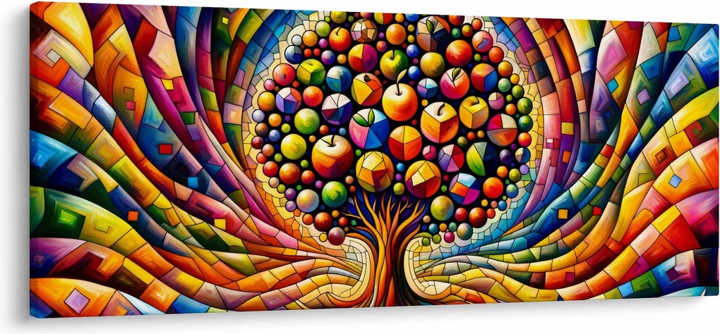 Kép – Színes fa almákkal (120x50 cm)