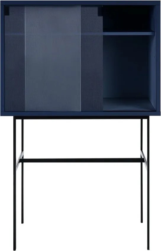 Sötétkék tálalószekrény tolóajtóval 70x109x40 cm Lekko – noo.ma