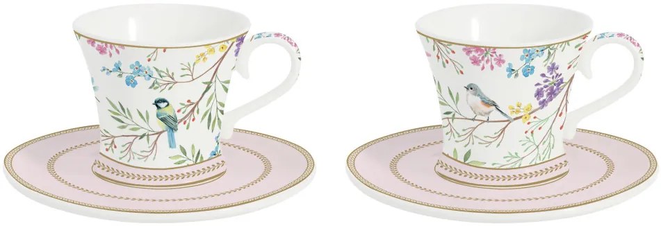 Birds Melody porcelán 2db-os kávéscsésze és csészealj 80ml díszdobozban