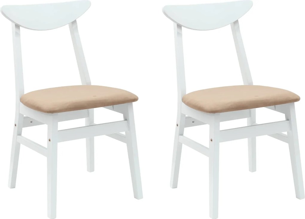 vidaXL Étkező Székek 2 pcs Fehér 42 x 47.5 x 81 cm Tömör Gumi Fa