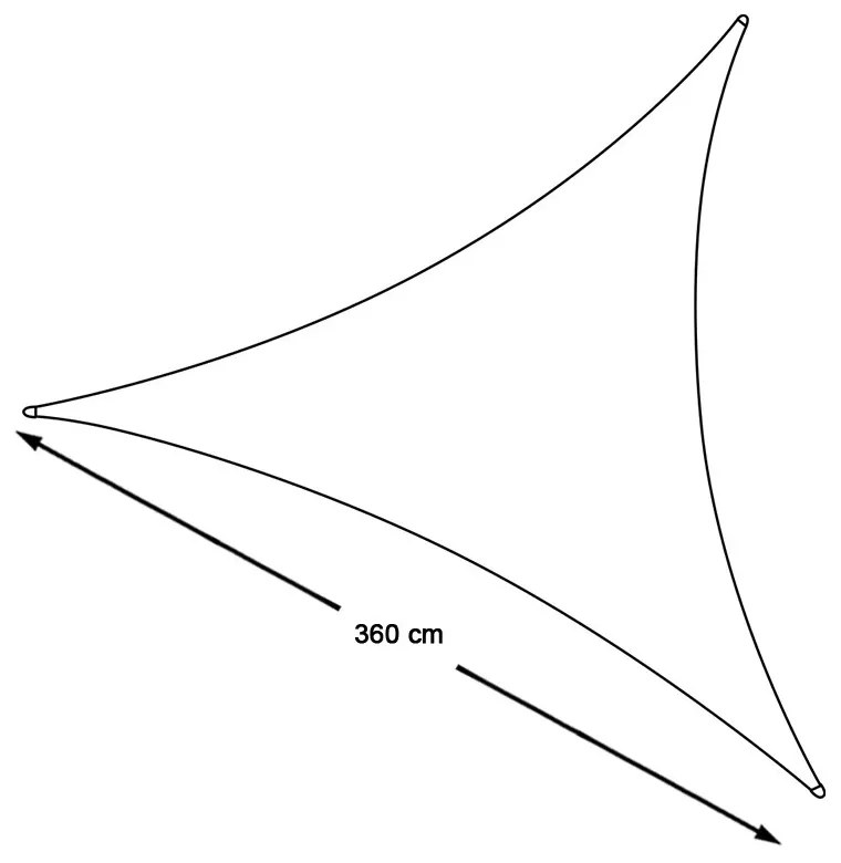 Szögletes napvitorla, 3,6 méteres, több típusban-háromszög alakú, poliészter, szürke