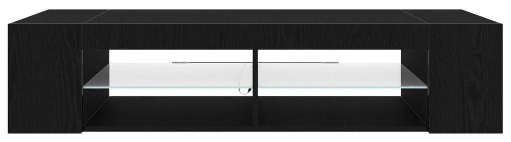 TV Szekrény LED Fénnyel Fekete Tölgy 135x39x30cm Összeszerelve