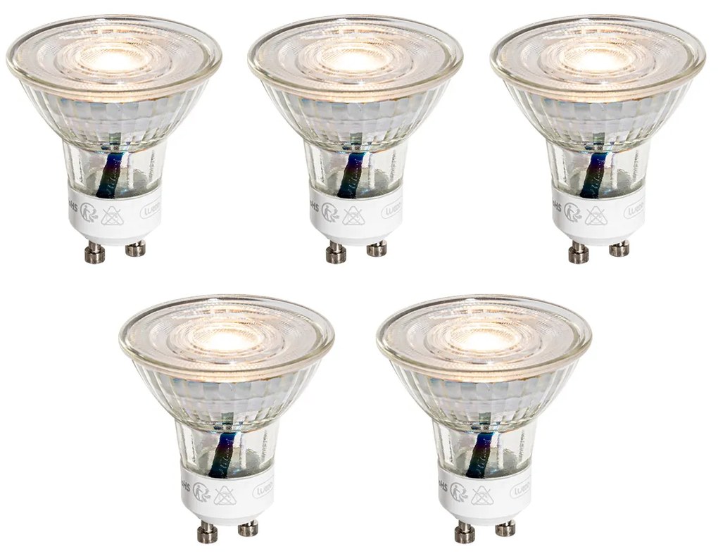 5 darabos GU10 50 mm-es átlátszó LED izzó készlet 4,9W 450 lm 3000K