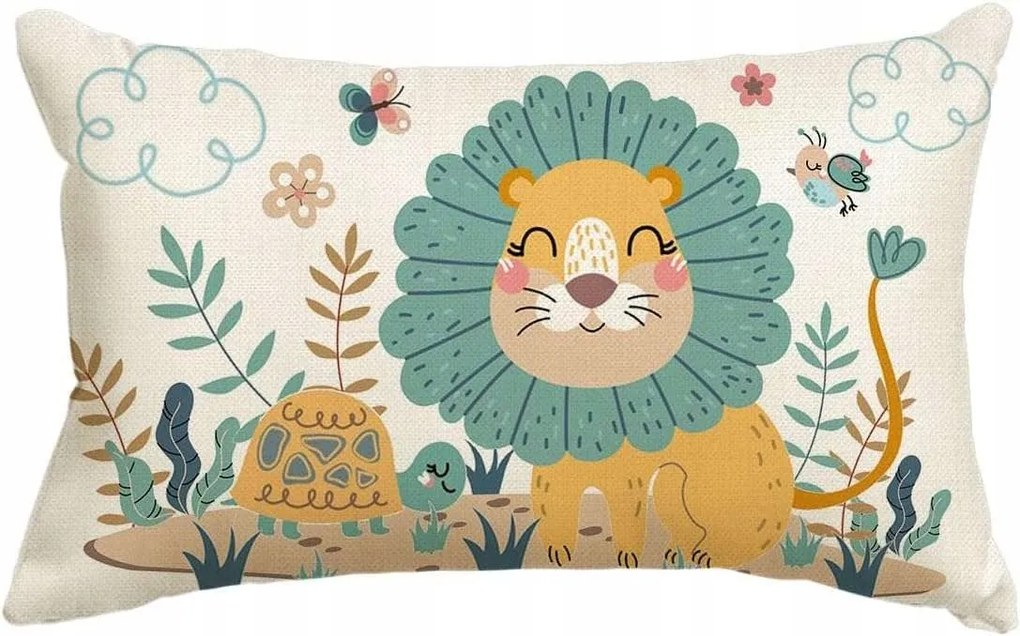 Gyerek díszpárnahuzat oroszlánnal 30x50cm