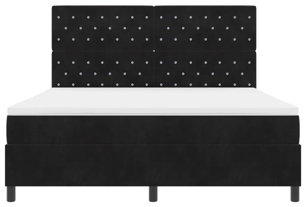 Boxspring Ágy Mattal Fekete Szuper King Bársony