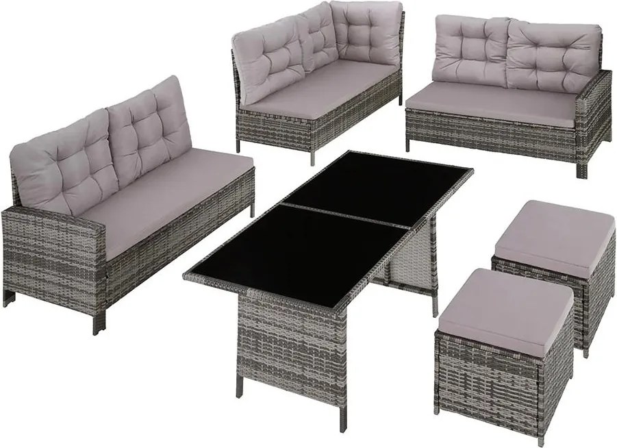 Avenberg BARLETTA Nagy luxus kerti rattan szett - szürke/világosszürke