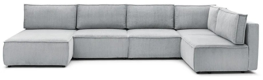 Világosszürke kordbársony sarokkanapé ("U" alakú-variálható) Nihad modular – Bobochic Paris